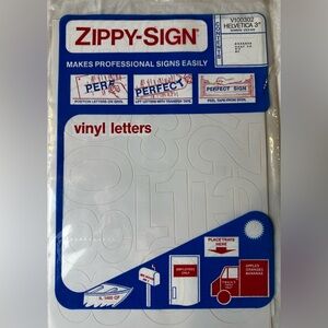 Zippy-Sign Vinyl Numbers 3” White